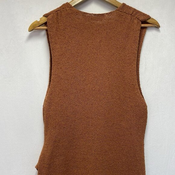 Free People Beach Poppy Sweater Mini Dress Women Small Rust V-Neck Sleeveless - Picture 16 of 16